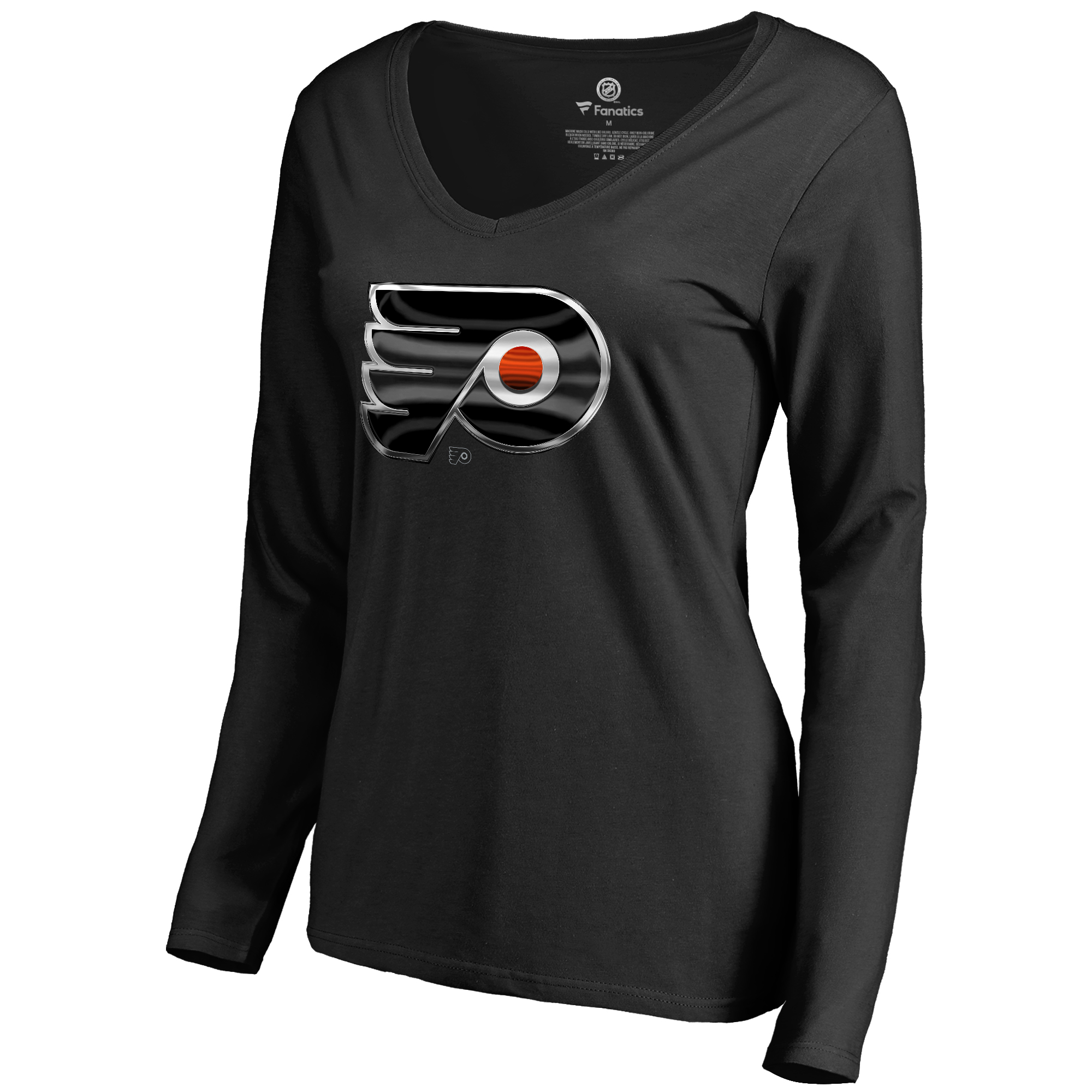 Women's Black Philadelphia Flyers Midnight Mascot Long Sleeve V-Neck T-Shirt